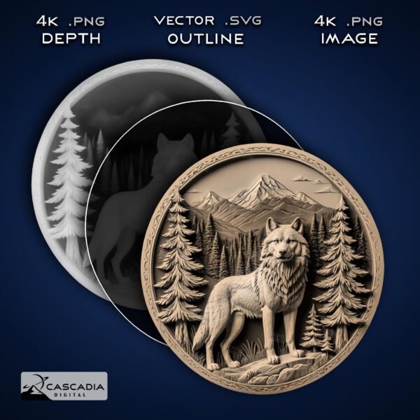 Wolf Forest Round Laser Engrave Set