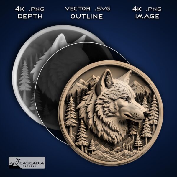 Wolf Head 3D Engraved Coaster