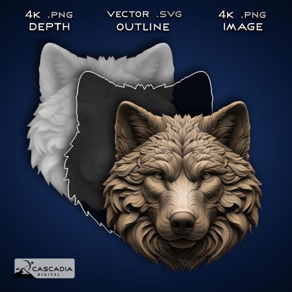 Wolf Head 3D Illusion Laser Engraved