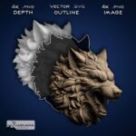 Wolf Head Fierce - Laser Engrave