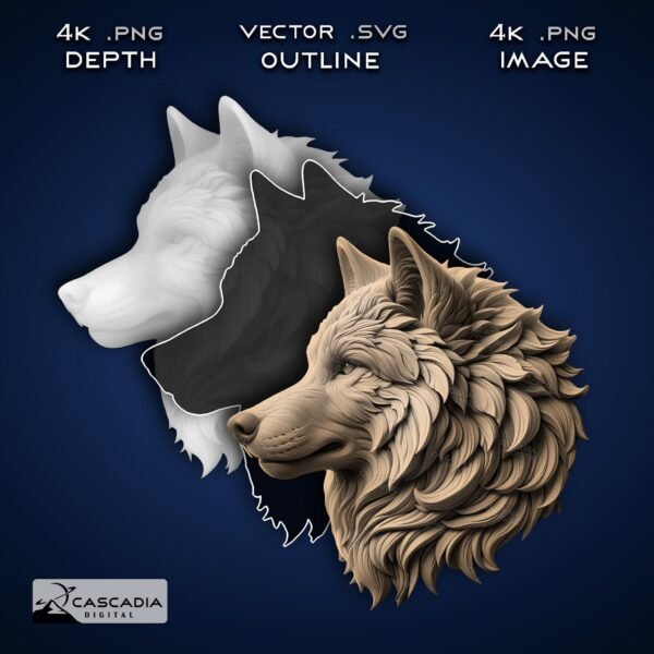 Wolf Head Laser Engrave PNG Image