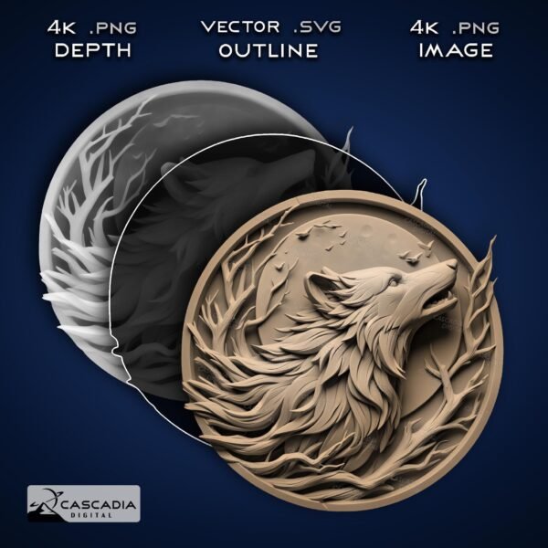 Wolf Round Laser Engrave Coaster Coin