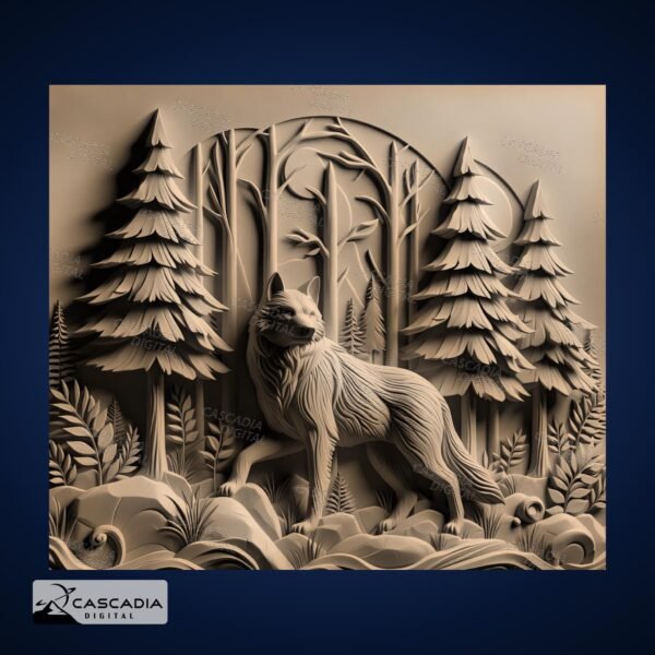 Wolf Winter Scene 3D Wood Slate